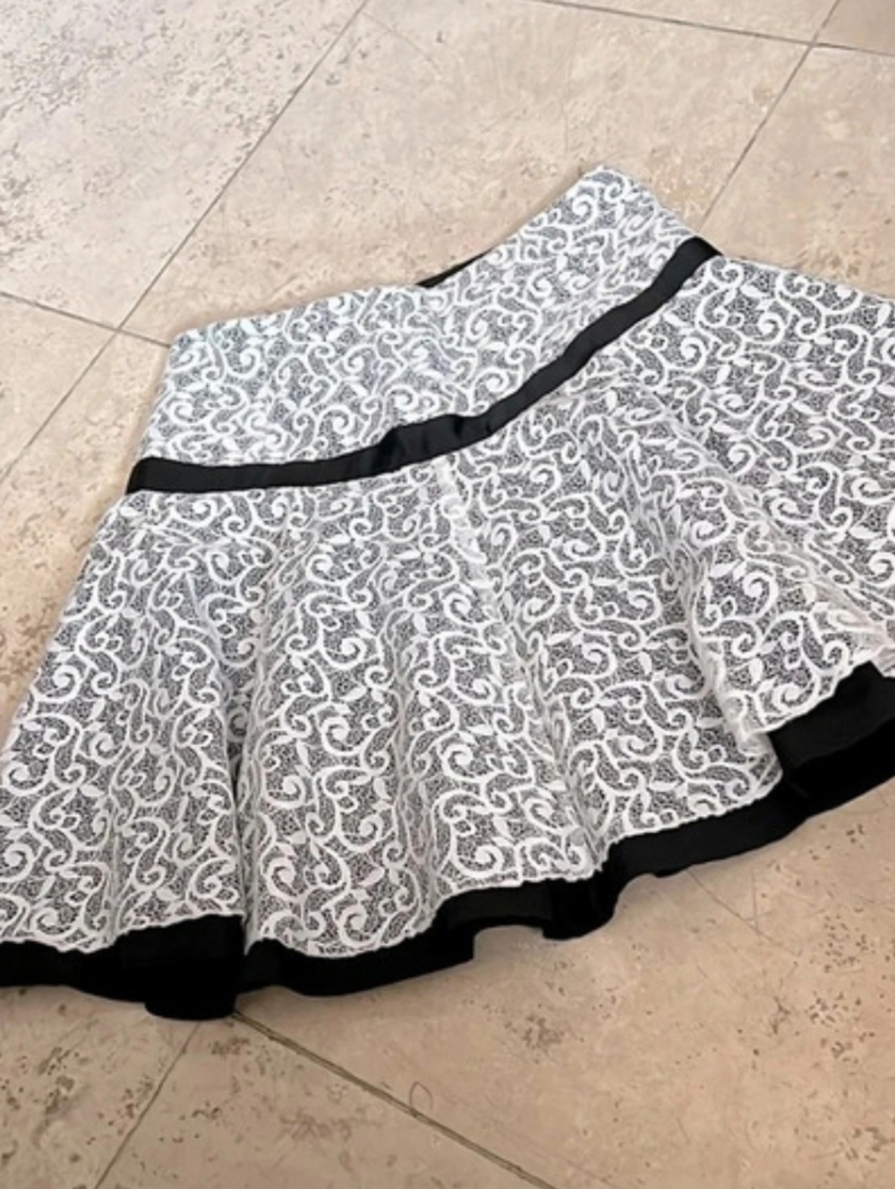Bebe Vintage Style Lace fit and flare mini skirt